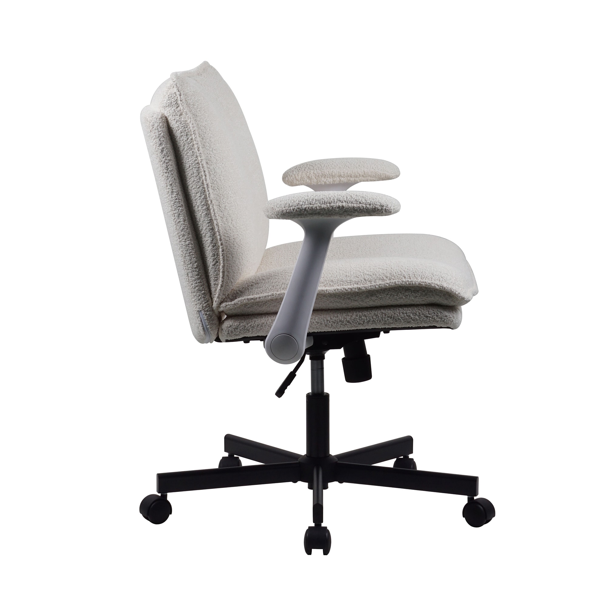 Cross-Legged Friendly Office Chair With Criss Cross Frame, Rolling Casters & Fold-Down Arms, Upholstered Wide-Seat Desk Chair For Home Office & Vanity_maomaolike.com